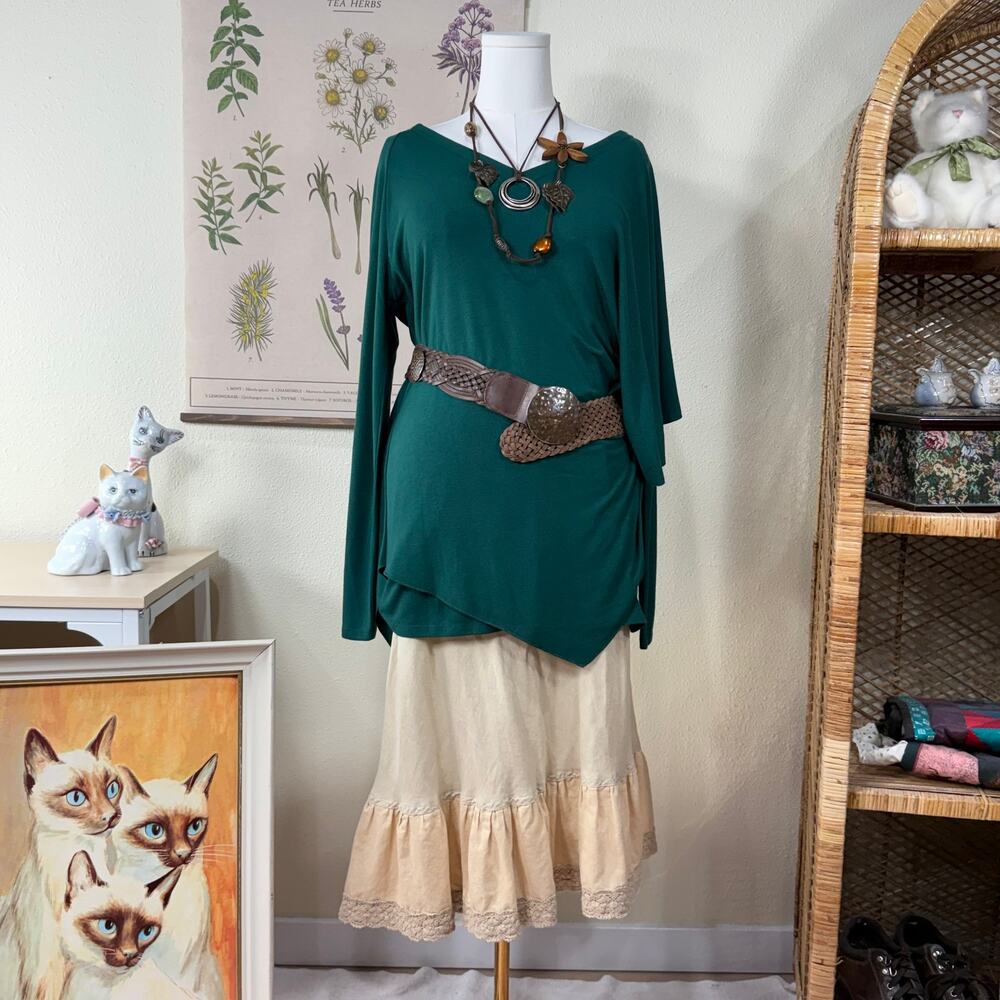 90s Y2k Lace Ruffle Midi Skirt Mori Kei Cottage Fairy Grunge Coastal Cowgirl S M